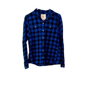 Electric Blue Plaid Button Down Shirt! Fall. Women’s. Size Medium!